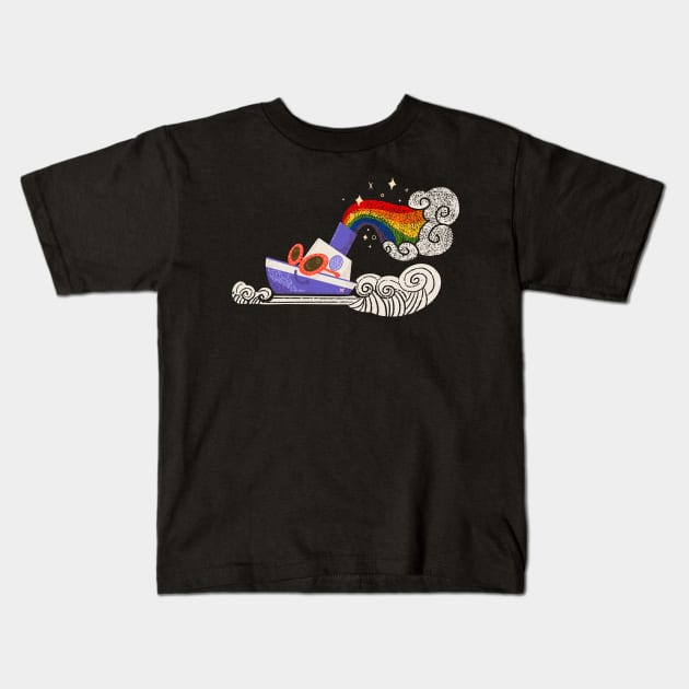 Rainboat Kids T-Shirt by Fluffymafi